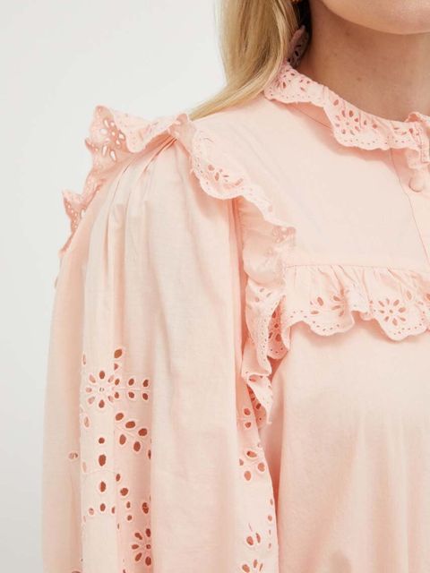 Notes du Nord koszula bawełniana damska kolor pomarańczowy regular ze stójką