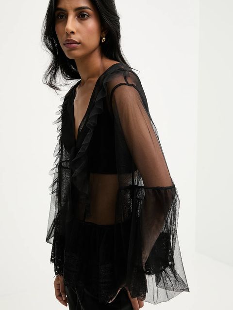 Answear.LAB bluzka damska kolor czarny gładka