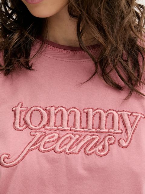 Tommy Jeans t-shirt bawełniany damski kolor różowy DW0DW21388