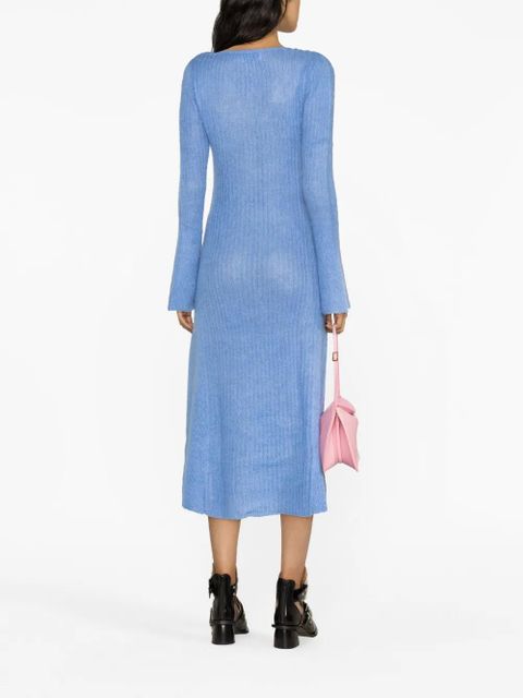 GANNI brushed ribbed mididress - Blue