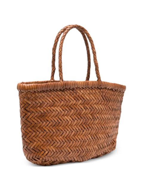 DRAGON DIFFUSION mini Flat Gora braided-handle tote bag - Brown