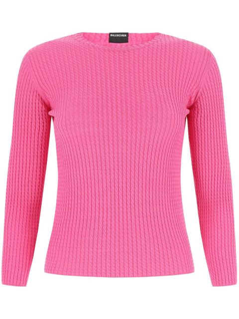 Balenciaga round-neck waffle-knit jumper - Pink - zdjęcie produktu nr 1