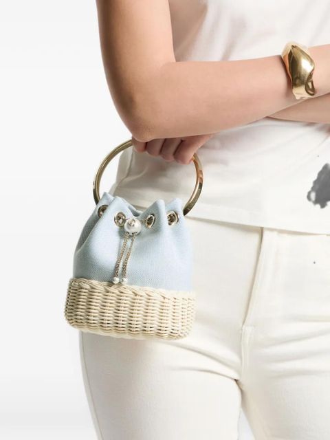 Jimmy Choo Bon Bon wicker handle bucket bag - Blue - zdjęcie produktu nr 2