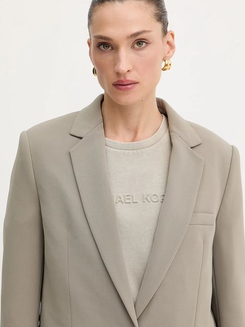 MICHAEL Michael Kors marynarka kolor brązowy jednorzędowa gładka MF4108YENX