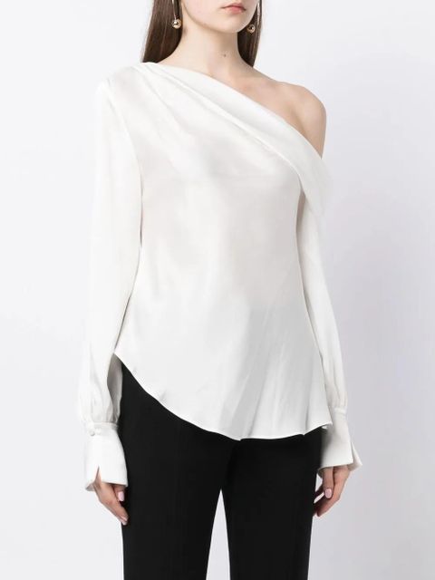 Simkhai Alice satin-finish one-shoulder blouse - White - zdjęcie produktu nr 2
