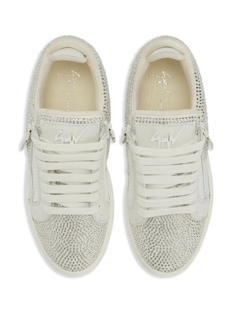 Giuseppe Zanotti GZ94 rhinestone-embellished leather sneakers - White