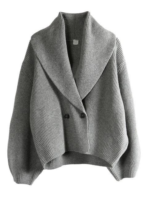 TOTEME double-breasted shawl-lapel cardigan - Grey - zdjęcie produktu nr 1