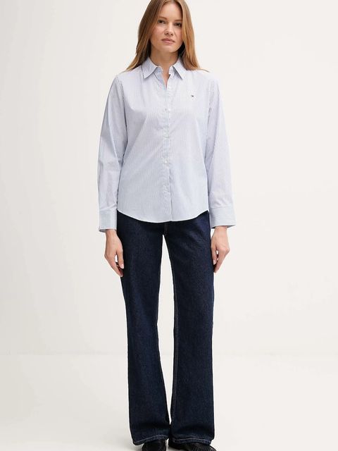 Tommy Hilfiger koszula damska kolor niebieski regular z kołnierzykiem klasycznym WW0WW47169