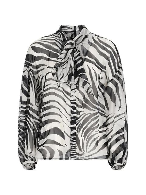 Max Mara Ballata zebra-print pussy-bow blouse - White - zdjęcie produktu nr 1