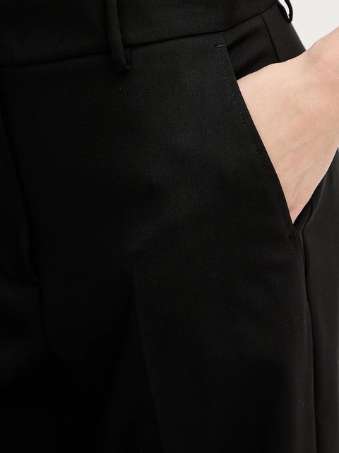 Weekend Max Mara spodnie wełniane VISIVO damskie kolor czarny proste high waist 2615131041600