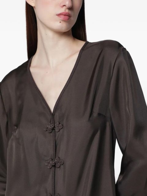 Róhe mandarin-closure silk dress - Brown