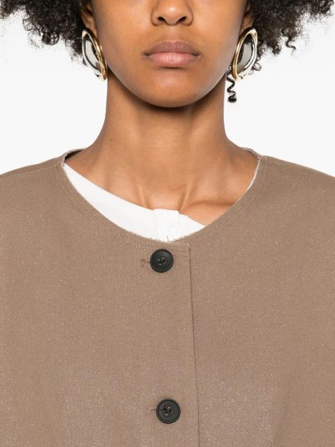 Eleh frayed-sleeve blazer - Brown