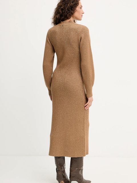 Twinset sukienka z wełną kolor brązowy maxi prosta 252TT3460 - zdjęcie produktu nr 2