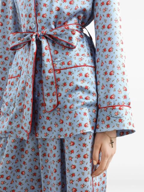 Dolce & Gabbana floral-print tie top - Blue