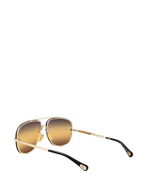 Chloé Eyewear Ivy double-bridge pilot-frame sunglasses - Gold