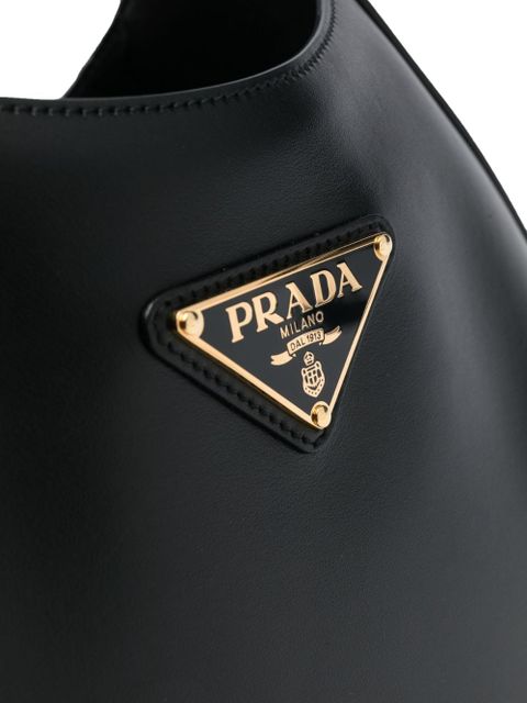 Prada triangle-logo leather shoulder bag - Black