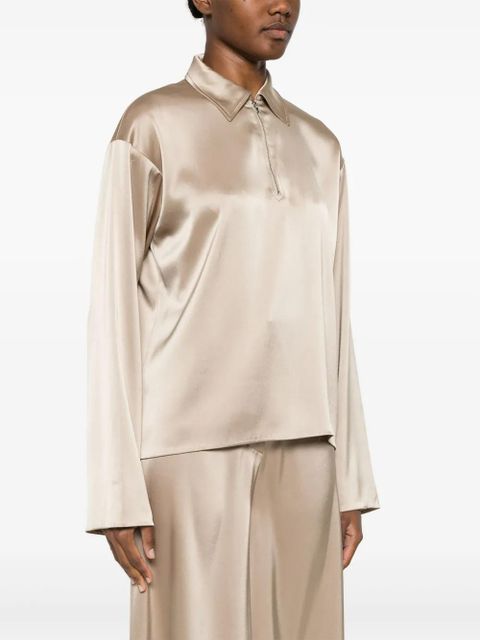 Nanushka satin polo top - Neutrals - zdjęcie produktu nr 2