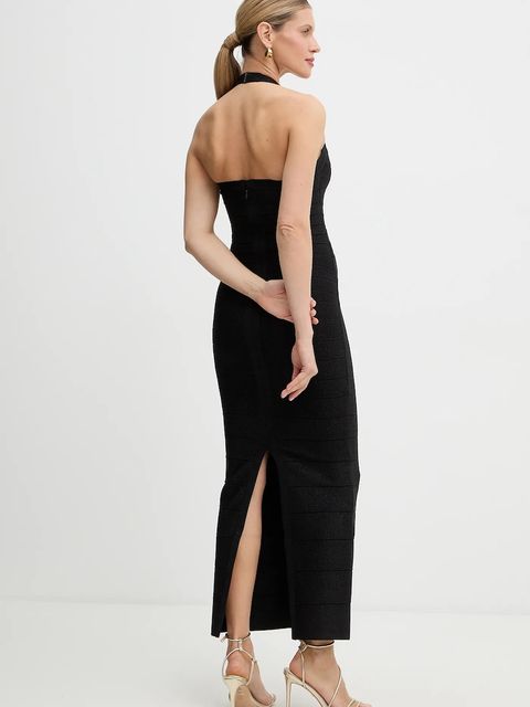 Herve Leger sukienka Maxine kolor czarny maxi dopasowana HLM8551109