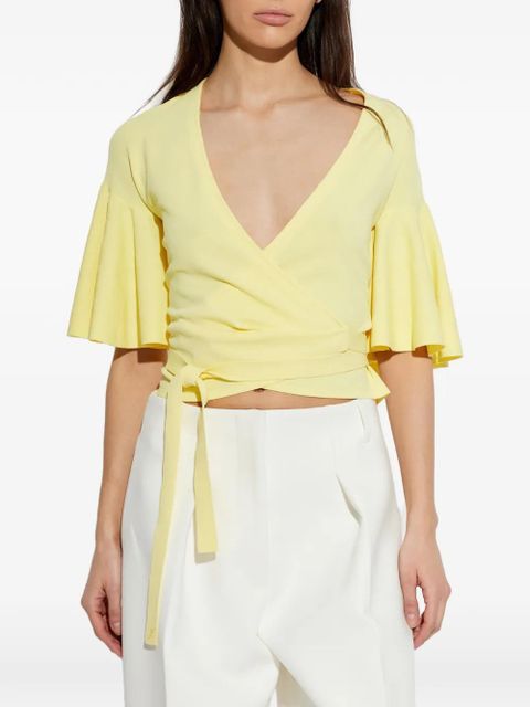 Jacquemus flutter-sleeved wrap top - Yellow - zdjęcie produktu nr 2