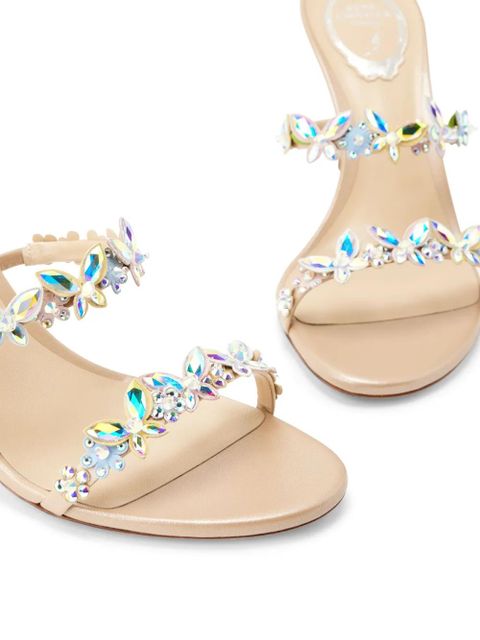 René Caovilla Bessie 80mm satin mules - Neutrals