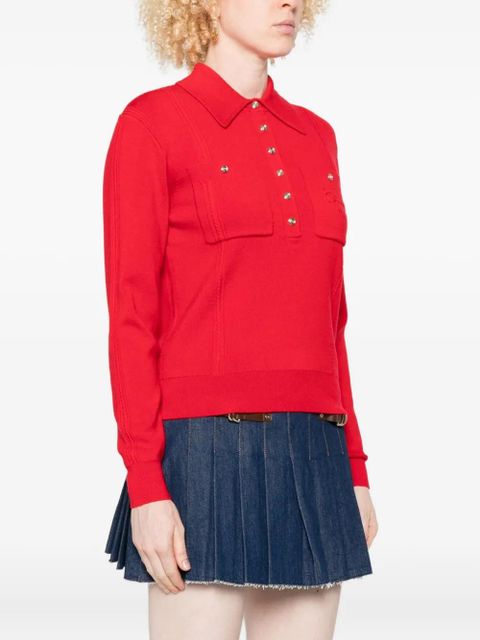 Maje patch-pocket buttoned top - Red