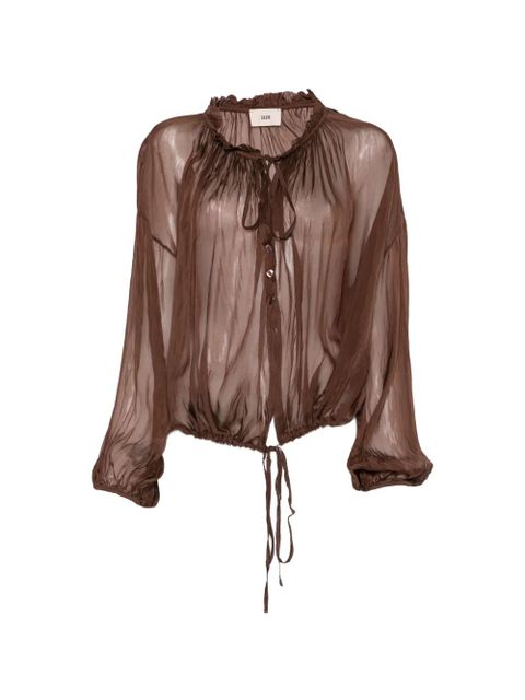 SOLOTRE tie-neck blouse - Brown - zdjęcie produktu nr 1