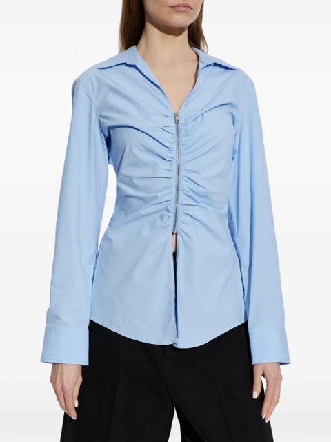 Alexander Wang zip-up ruched-detail shirt - Blue