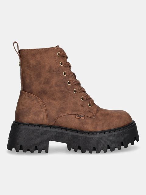 Buffalo botki Aspen Lace Up Warm damskie kolor brązowy na platformie ocieplone 1622599-BRN
