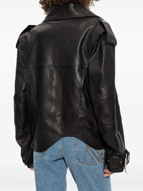The Attico leather biker jacket - Black