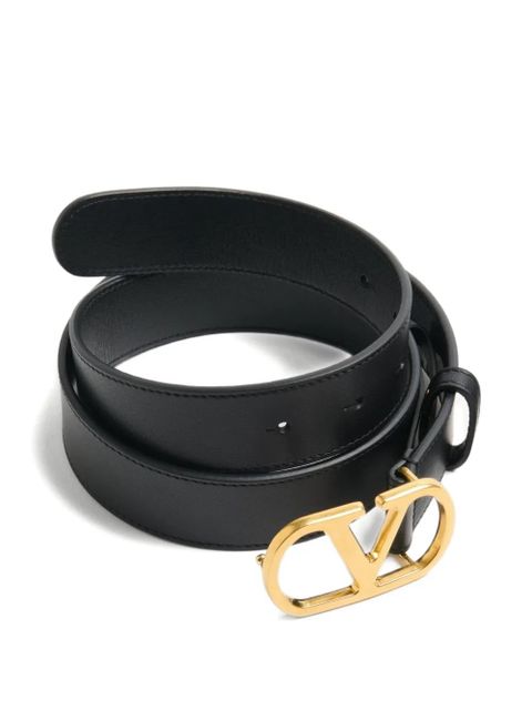 Valentino Garavani logo-buckle leather belt - Black