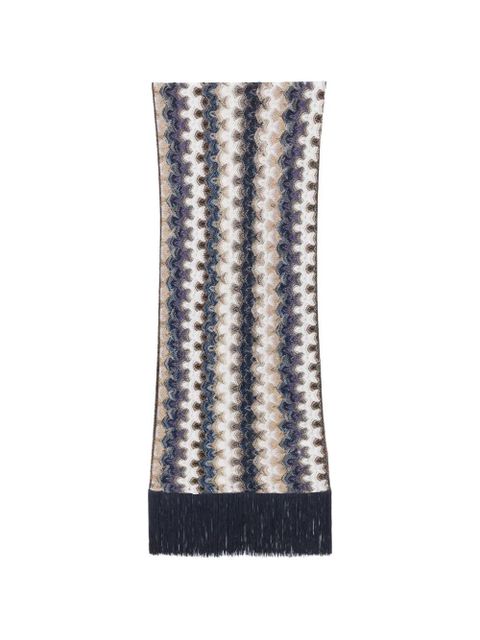 Missoni zigzag-knit fringed scarf - Neutrals - zdjęcie produktu nr 1