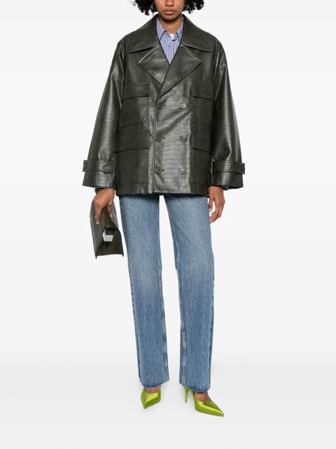 The Frankie Shop faux leather double-breasted coat - Green - zdjęcie produktu nr 2