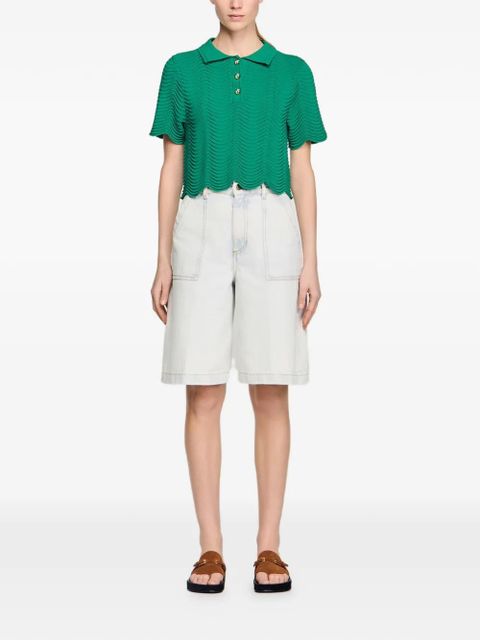 SANDRO wave-pattern T-shirt - Green - zdjęcie produktu nr 2