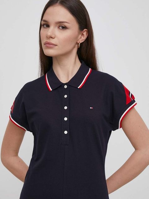 Tommy Hilfiger sukienka kolor granatowy midi rozkloszowana WW0WW41269