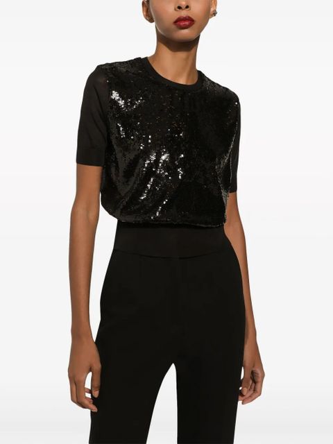 Dolce & Gabbana sequin-embellished short-sleeve top - Black