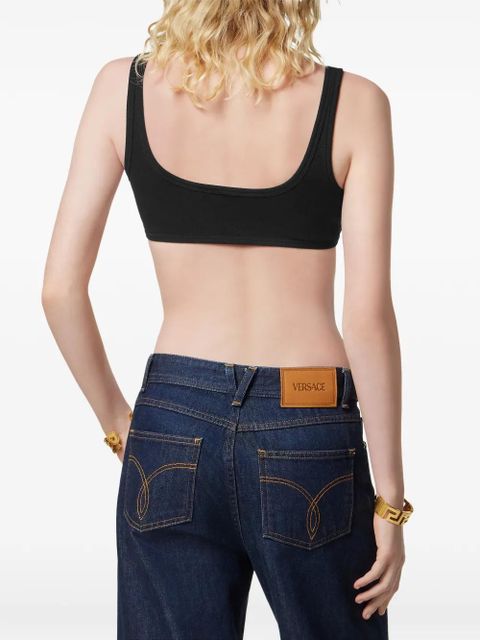 Versace embroidered-logo top - Black