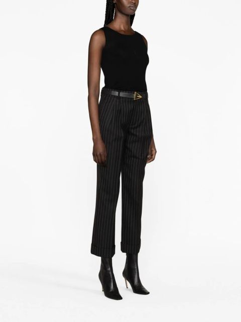 Saint Laurent logo-embroidered wool tank top - Black