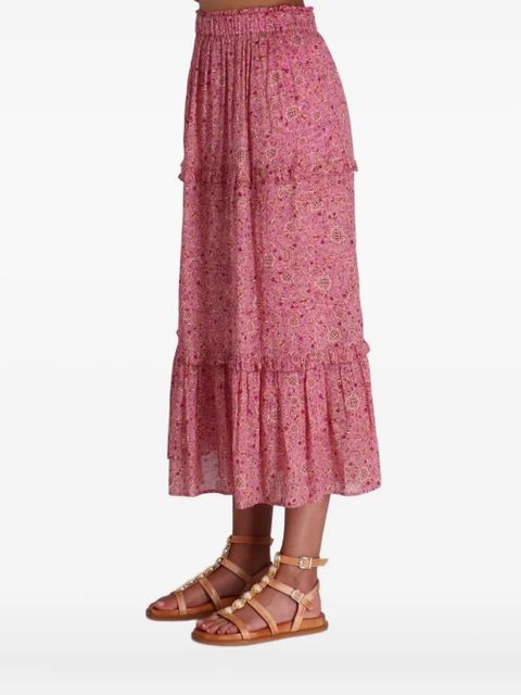 ISABEL MARANT ruffled print long skirt - Pink