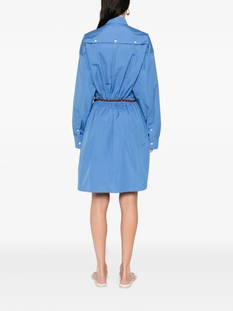 Miu Miu belted cinched shirt mini dress - Blue