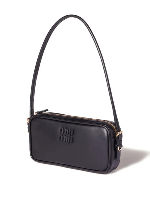 Miu Miu leather logo-detail mini bag - Black