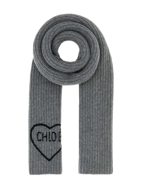Chloé The Chloé Encoeur heart-detail scarf - Grey - zdjęcie produktu nr 1