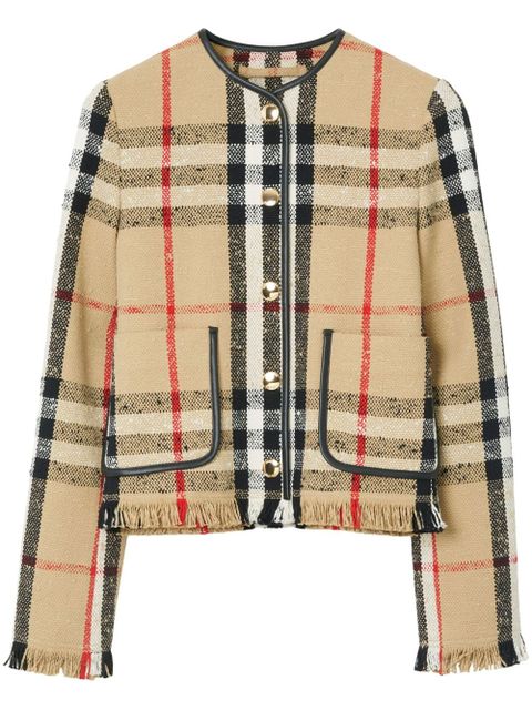 Burberry checked bouclé jacket - Neutrals - zdjęcie produktu nr 1