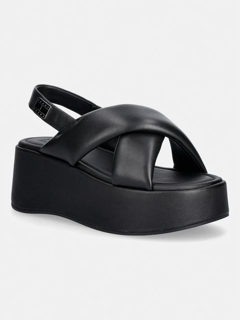 Tommy Jeans sandały na platformie damskie skórzane TJW PADDED STRAPS WEDGES - zdjęcie produktu nr 1
