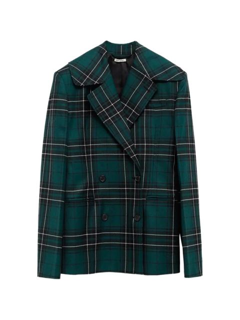 JW Anderson double-breasted plaid bazer - Green - zdjęcie produktu nr 1