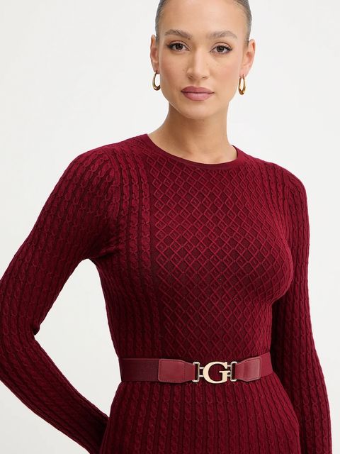 Guess sukienka HANA kolor bordowy mini dopasowana W5BK68 Z2YJ2