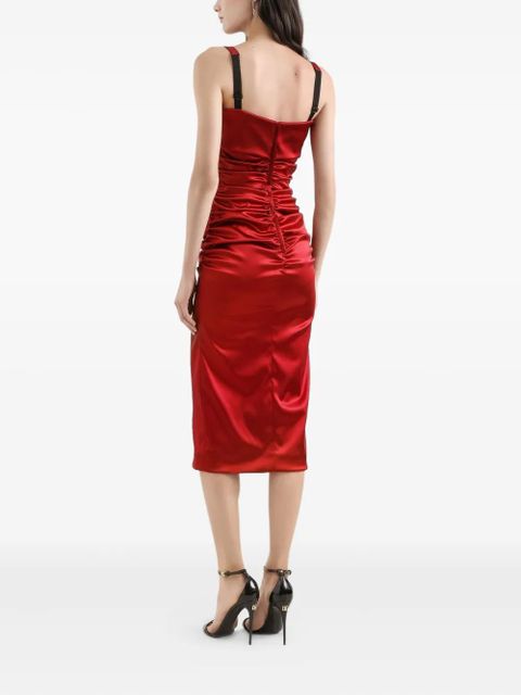 Dolce & Gabbana ruched strap midi dress - Red
