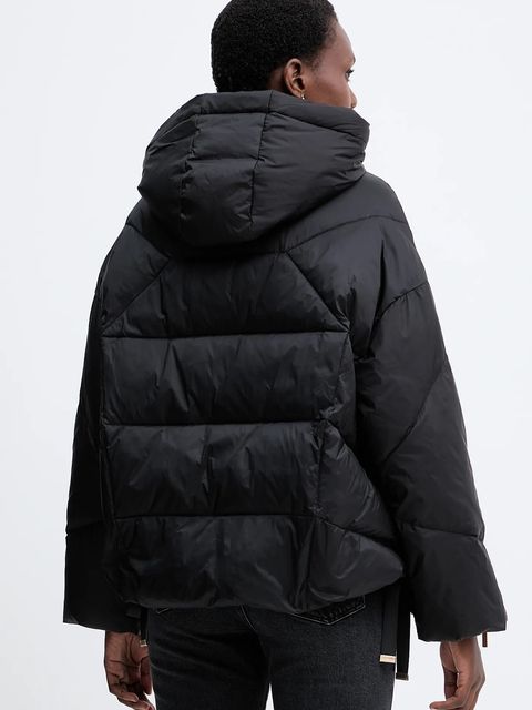 Twinset kurtka puchowa kolor czarny zimowa oversize 252TT2060