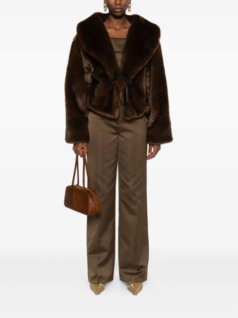 Nanushka shawl-collar tie-fastening jacket - Brown - zdjęcie produktu nr 2