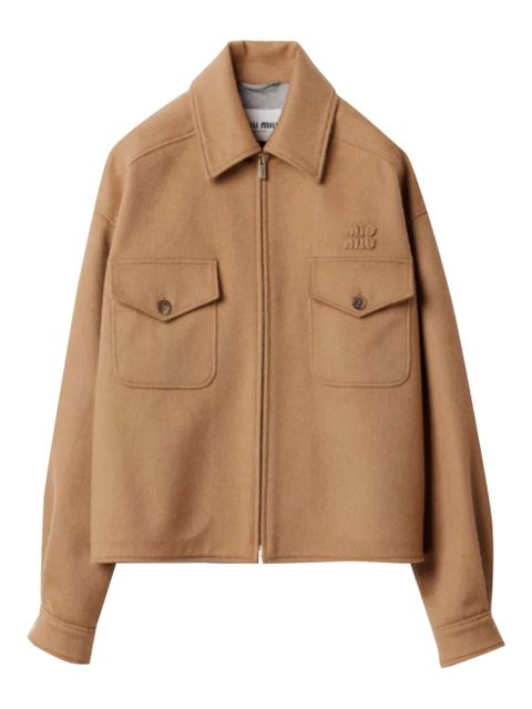 Miu Miu button-flat pocket jacket - Brown - zdjęcie produktu nr 1