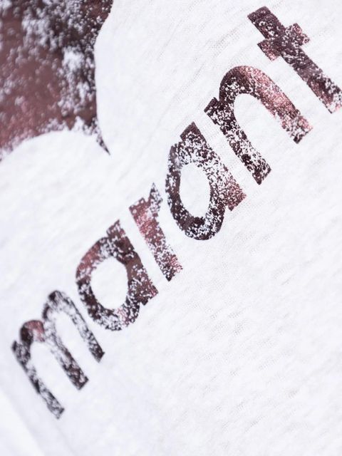 MARANT ÉTOILE metallic-logo linen t-shirt - White